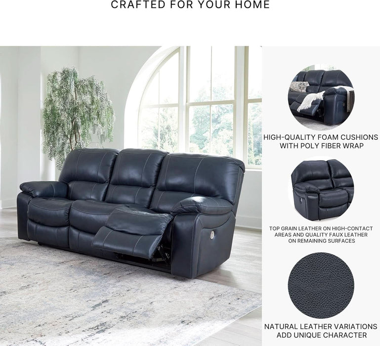 Leesworth Modern Power Reclining Sofa with USB Charging Ports, Blue