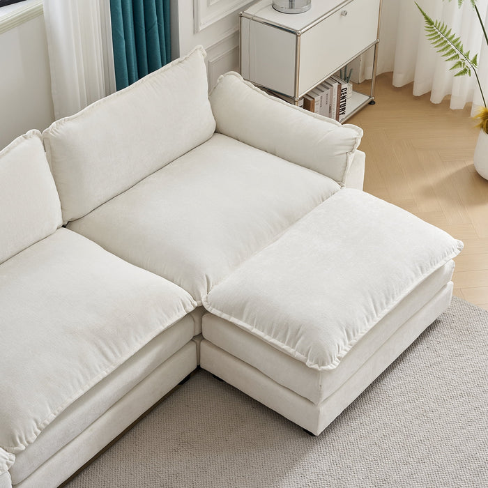 Convertible Sectional Sofa with Chaise L Shaped Couch with Ottoman Reversible 2-Seat Sofa Sectional Couch Sets for Apartment Beige