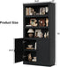 71” Tall Bookshelf and Bookcase with Doors and Adjustable Shelves | 5-Tier Storage Book Cases, Thick Wood and Sturdy, Industrial Display Cabinet for Living Room, Home Office, Bedroom, Black