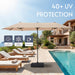 15Ft Large Patio Umbrellas with Base Included, Outdoor Double-Sided Rectangle Market Umbrella with Stand, outside Umbrellas for Poolside Lawn Backyard
