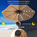 9 Ft Thatched Patio Umbrella, 2 Tier Hawaiian Style Grass Beach Umbrella with 32 Led Lights, Center Light, Solar Tiki Umbrella with 8 Ribs, Tilt Adjustment, Manual Crank for Backyard Pool