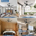 52 Inch 5 Blade Ceiling Fans without Light Remote Control, Quiet Reversible DC Motor, 5 Black Blades, 6-Speed, Industrial Ceiling Fan for Home Kitchen (Black)