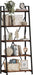 Ladder Shelf Bookcase, 5-Tier Industrial Ladder Bookshelf, Tall Living Room Shelves, Wood and Metal Leaning Shelf for Home Office, Kitchen, Bedroom, Balcony (Rustic Oak)
