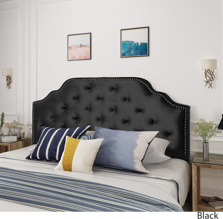 Silas Velvet Headboard, Queen / Full, Black / Black