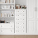 White 6-Drawer Dresser with Metal Handles