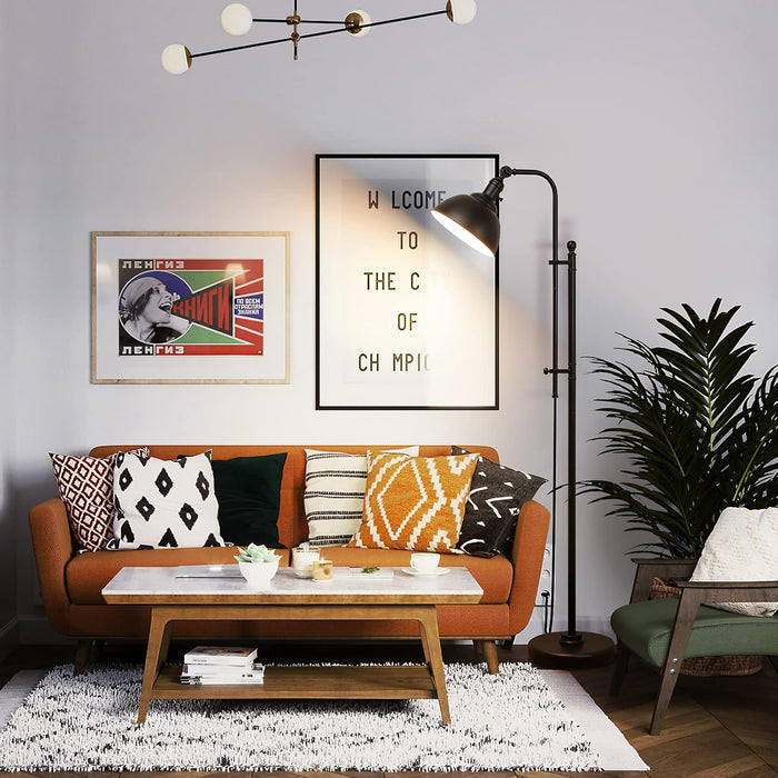Industrial Floor Lamp, Aged Bronze Rustic Standing Lamp with 3 Color Temperatures, Adjustable Height & Head Farmhouse Reading Lamp for Living Room Bedroom Office