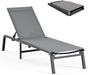 Foldable Outdoor Lounge Chair, No Assembly Patio Chaise Lounge Outdoor with 5-Positions, Aluminum Pool Lounge Chair with Portable Design for Pool, Deck, Beach, Backyard, Gray