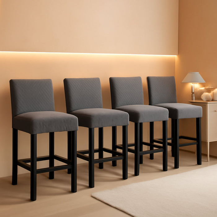 Waterproof Bar Stool Covers 4 PCS, Stretch Pub Stool Chair Slipcover Counter Stool Cover Bar Stool Slipcovers with Backs Removable Washable for Kitchen, Dining Room (Grey, 4PCS)