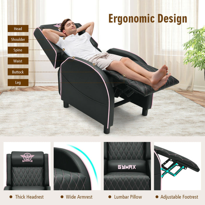 Massage Gaming Recliner Chair with Headrest and Adjustable Backrest for Home Theater