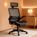 Ergonomic High-Back Desk Chair, Comfortable Flip-Up Armrests, Contoured Mesh Seat, Swivel, Black, 25.5"D X 26.25"W X 49.25"H