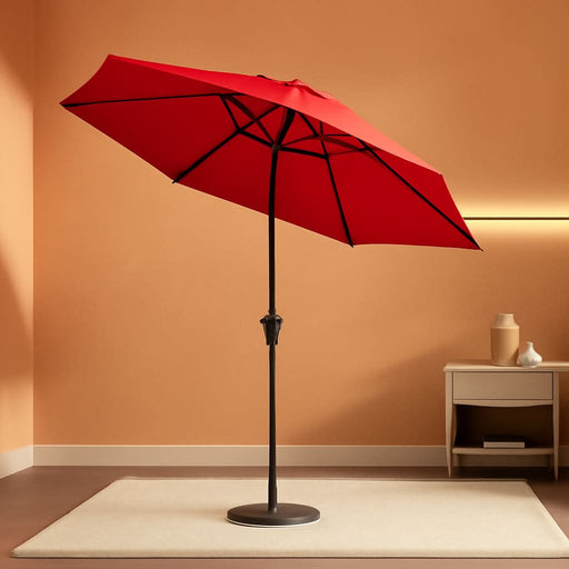9 Foot Red Patio Umbrella For Outdoor Tables Deck Set