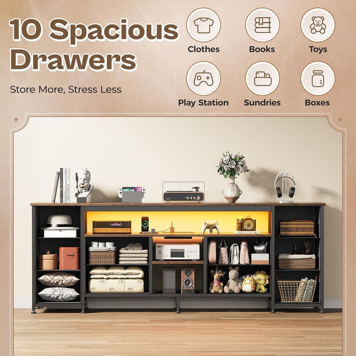 Rustic Brown SixtyThreeInch Multifunctional LED TV Stand