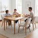 Mid-Century 63" Oak Color Dining Table with Curved Edges | Modern Solid Wood Legs Rectangular 6-Person Kitchen Table for Dining Room Living Room