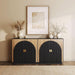 65 Inch Fluted Buffet Cabinet with Storage, Symmetrical Arc Accent Sideboard Large Console Table for Dining Room, Kitchen, and Living Room (Camel)