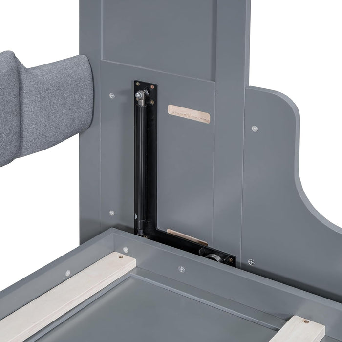 Queen Size Murphy Bed, Wall Bed with Sofa and Cushion, Grey