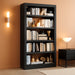69 Inches Black MetalBookshelf With Adjustable Shelves