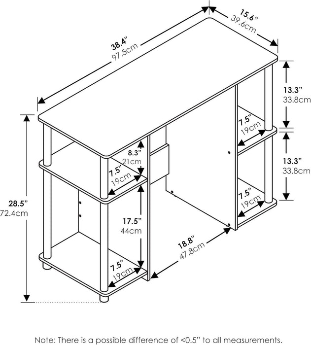 Jaya Computer Study Desk, Americano/Stainless Steel