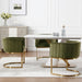 Upholstered Comfy Dining Chairs Set of 2 Kitchen and Dining Room Chairs with Arms Mid Century Modern Dining Chair with Gold Metal Legs for Dining Room Restaurant Cafe Living Room, Velvet Green