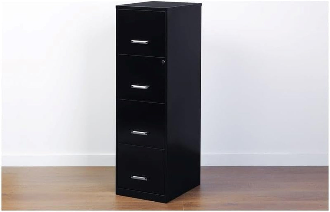 Black Metal Letter File Cabinet, 18" Deep, 4 Drawers