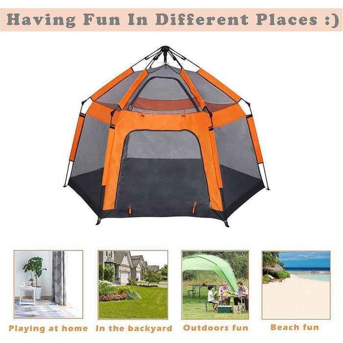 Movisa Camping Tents 65"Wx49.5"H Portable Hexagon Playhouse for Backyard Patio