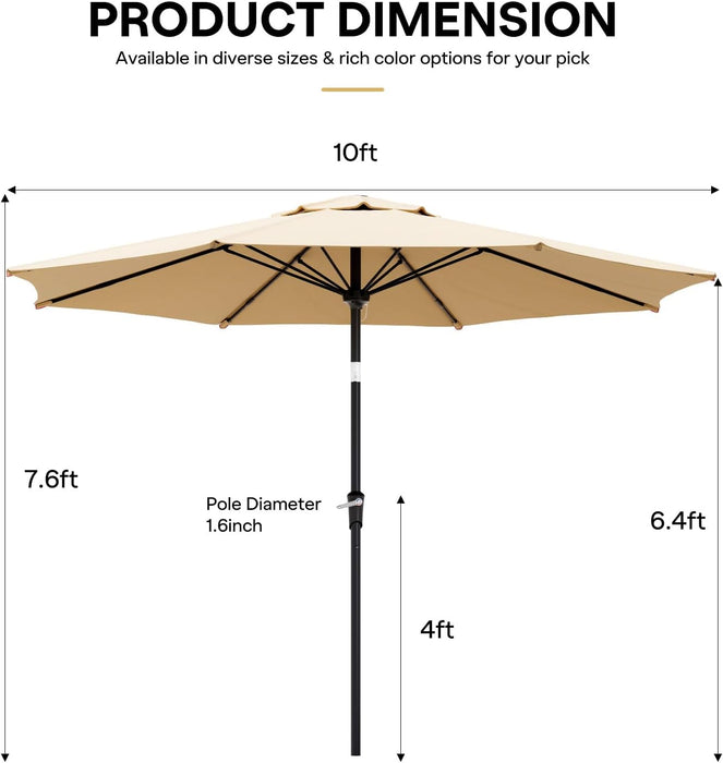 Outdoor Patio Umbrella,Table Umbrella with Push Button Tilt and Crank,Market Umbrella with 8 Sturdy Ribs,Yard Umbrella