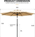 Outdoor Patio Umbrella,Table Umbrella with Push Button Tilt and Crank,Market Umbrella with 8 Sturdy Ribs,Yard Umbrella