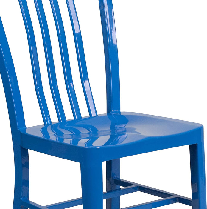 Gael Commercial Grade 2 Pack Blue Metal Indoor-Outdoor Chair