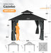12'X12' Outdoor Hardtop Gazebo, Aluminum Gazebo with Double Galvanized Steel Roof, Curtains and Netting for Patio, Backyard, Deck, Lawn, Easy Assembly (Grey)