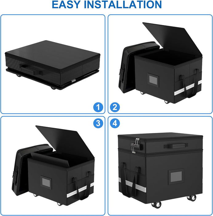 Rolling File Box, 2 Layers, Lockable