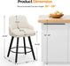 26" H Swivel Barstools Counter Height Bar Stool Set of 2, Beige | Linen Fabric Upholstered, Modern Counter Stool with Back, Kitchen High Chairs, Solid Wood Legs, Easy to Install