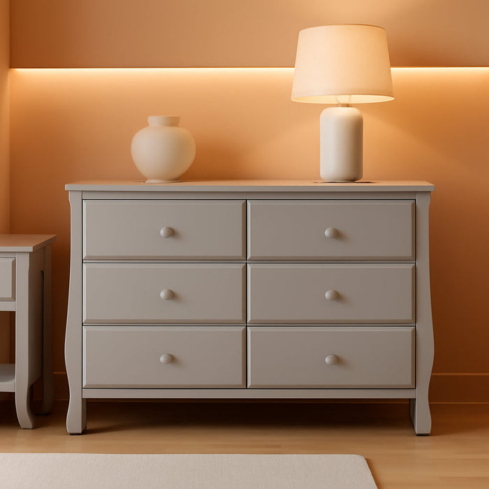 Universal 6 Drawer Dresser with Interlocking Drawers - Greenguard Gold Certified, Grey