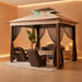 12X12 Pop up Gazebos on Clearance - Upgrade Easy up Metal Outdoor Gazebo Waterproof - Portable Gazebo with Mosquito Nettings, 4 Ropes 8 Stakes and Carry Bag for Patio Garden(Coffee)
