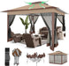 12X12 Pop up Gazebos on Clearance - Upgrade Easy up Metal Outdoor Gazebo Waterproof - Portable Gazebo with Mosquito Nettings, 4 Ropes 8 Stakes and Carry Bag for Patio Garden(Coffee)