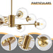 8-Light Globe Sputnik Chandelier Modern Gold Sputnik Chandelier Mid Century Globe Pendant Light Brushed Brass Finished with Clear Glass Lampshade Chandeliers for Kitchen Bedroom