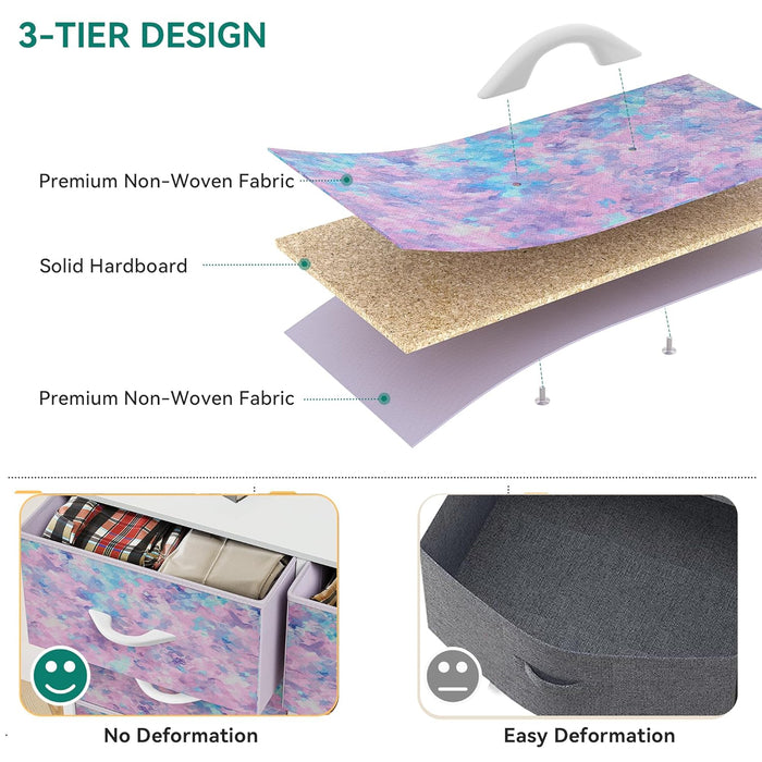 Fabric Dresser Drawer, Tall Storage with 8 Drawers, Dresser & Chest of Drawers, Storage Drawer Organizer for Closet, Living Room, Closets