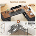 78.7" L Shaped Executive Desk with Charging Station, Large Home Office Computer Desk with File Drawers & Adjustable Storage Cabinet, CPU Stand, Modern L Desk for Business, Black + Brown