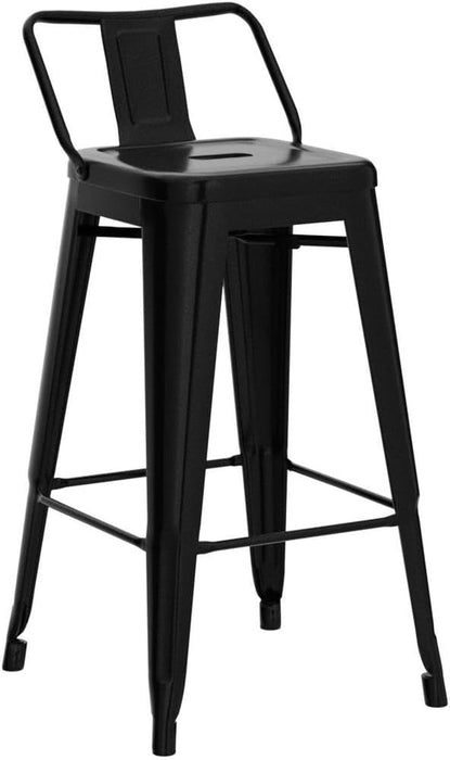 30 Inch Metal Bar Stools Set of 4 Bar Height Barstools Kitchen Chair Industrial Bar Stools with Low Back for Indoor Outdoor Use Matte Black