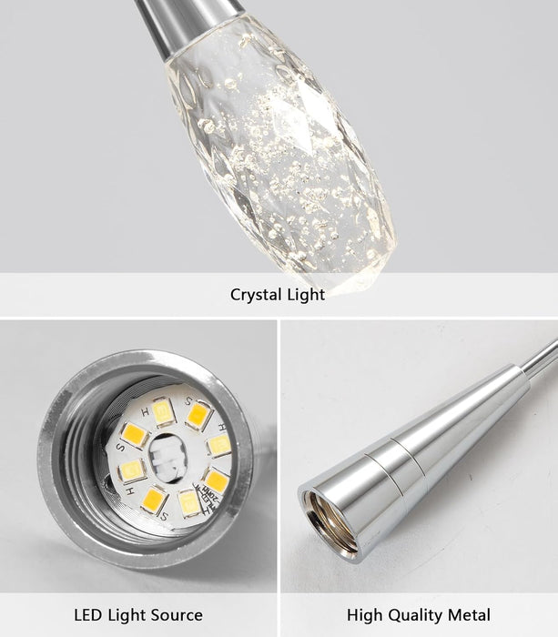 56-Lights 20 Feet Large Modern Chandelier LED Light Fixtures High Ceiling Long Light Chandelier for Entrance Foyer Dimmable Lights with Remote Living Room Ceiling Pendant Lighting Shine Silver