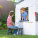 Wooden Playhouse Wendy House with Rainbow Shade, Interactive Kitchen, Working Doorbell, Mailbox & Outdoor Bench, White