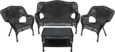 Wicker Outdoor Patio Conversation Set - Black - 4Pc