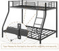 Sogesleep Bunk Beds Twin over Full Size, More Sturdy Heavy Duty Metal Bunk Bed with Angled Ladder for Teens and Adults, Used for Spaces-Saving, Apartment or Dorm, Noise Free & Easy Assembly, Black