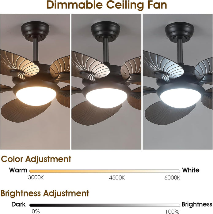 44 Inch Brown Outdoor Ceiling Fan With Remote