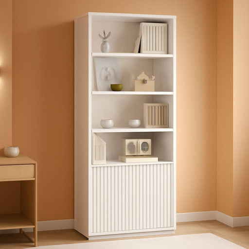 72" Tall Book Shelf Bookcase with Doors, Floor Standing 7 Tier Bookshelf Display Shelves, Bookshelf with Storage Cabinet, Home Decor Furniture for Living Room Bedroom and Home Office