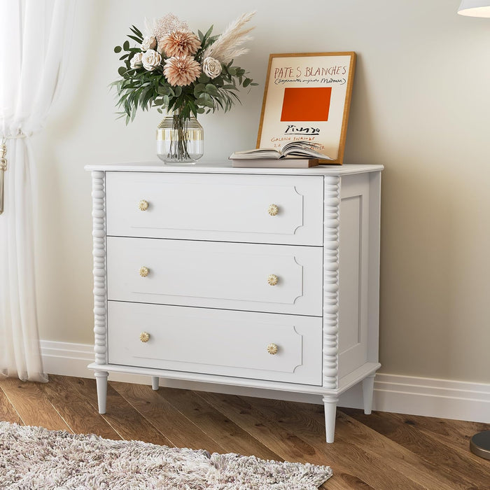 3 Drawer Dresser for Bedroom, 32" Wide Chest of Drawers, White