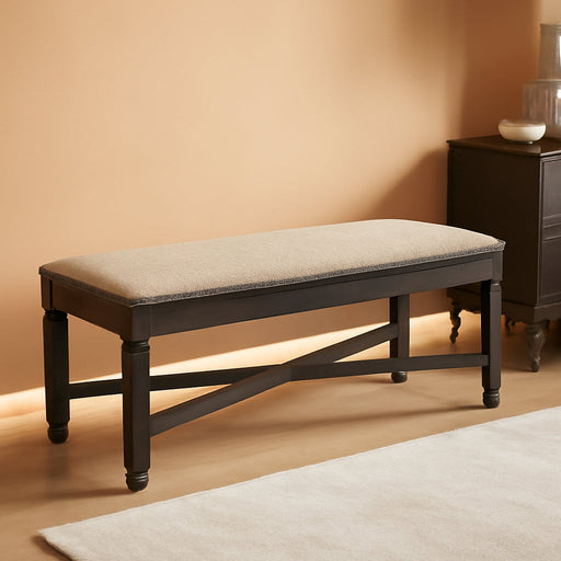 Tyler Creek Modern Farmhouse Upholstered Dining Room Bench, Antique Black Finish
