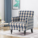 Luxurious Upholstered Blue Checkerboard Club Chair