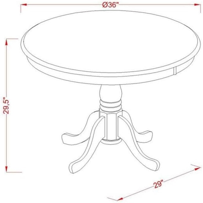 round Pedestal Dining Table, 36" W X 36" D X 30" H, Solid Acacia Wood, Natural Finish, Mid-Century Style, Durable Rubberwood Base, Ideal for Kitchen or Dining Room