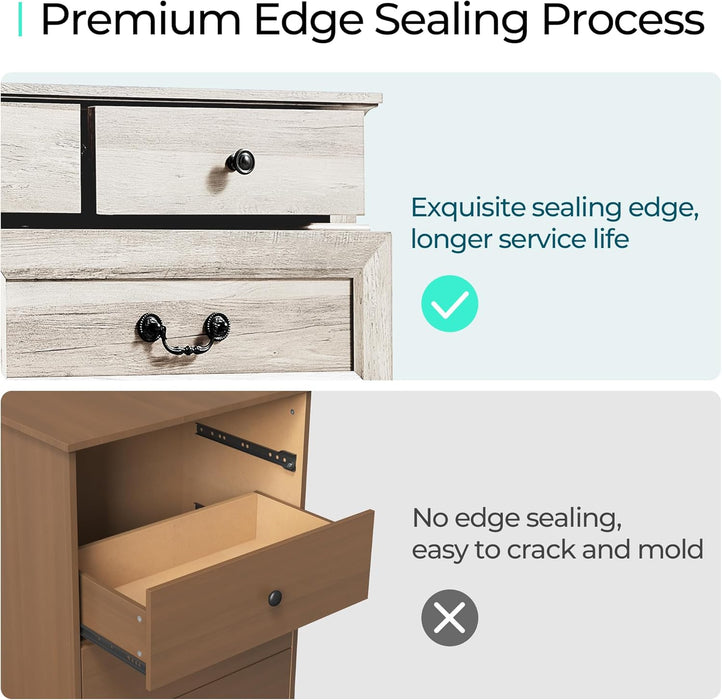 BeigeFinish Solid Wood Dresser With Nine StorageDrawers