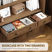 73.2" Tall Farmhouse Arched Bookshelf with Drawer and Door, 6 Tier