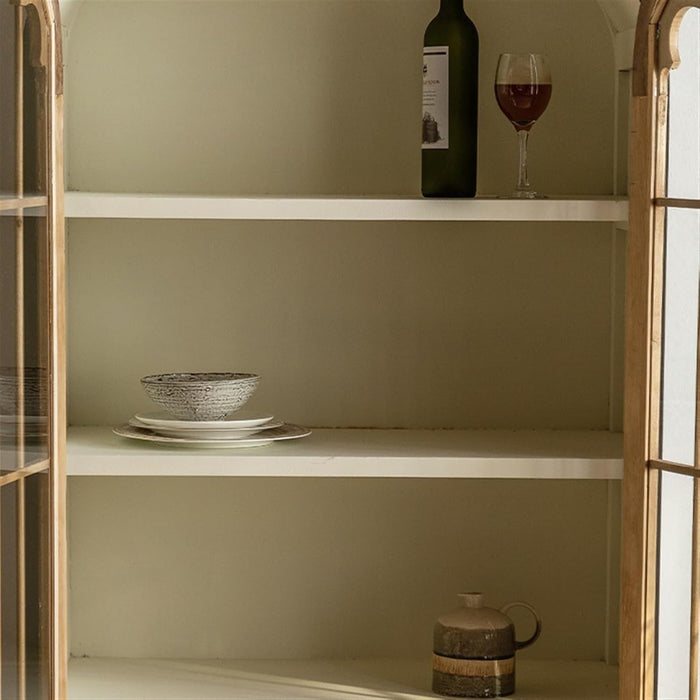 Bookcase Bookcase Solid Wood Floor-Standing Wabi-Sabi Style Bookshelf Glass Display Cabinet with Door Wall Storage Cabinet Bookshelf